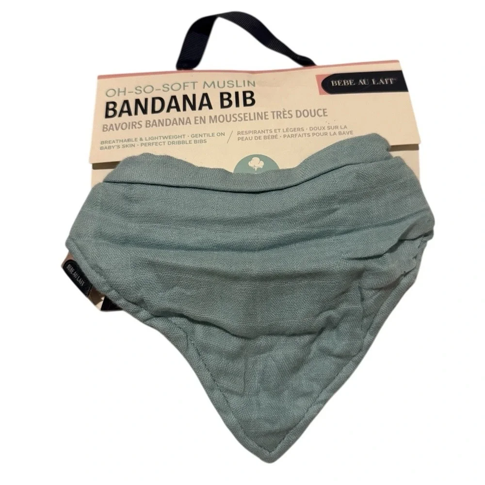 Le Bebe Bandana Bib Muslin Lagoon Adjustable Sizing Blue